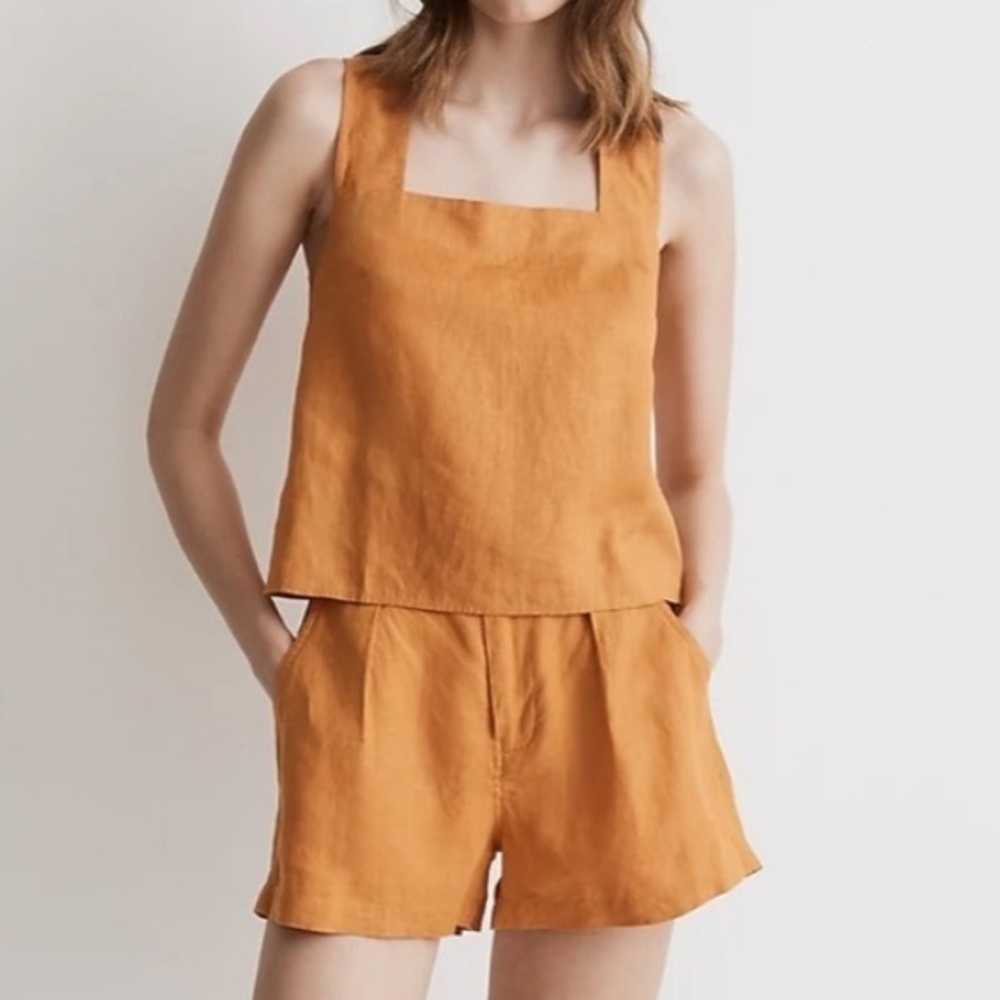 Madewell 100% Linen Shorts in Ochre Fresco